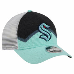 Seattle Kraken New Era Hockey Sock 9FORTY A-Frame M-Crown Adjustable Trucker Hat - Light Blue/Deep Sea Blue - NHL 202715529
