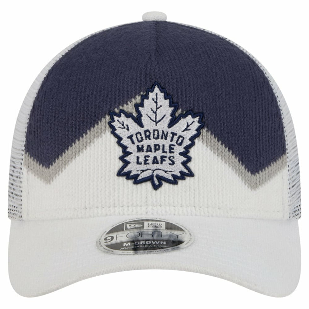 Toronto Maple Leafs New Era Hockey Sock 9FORTY A-Frame M-Crown Adjustable Trucker Hat - White/Blue - NHL 202715532