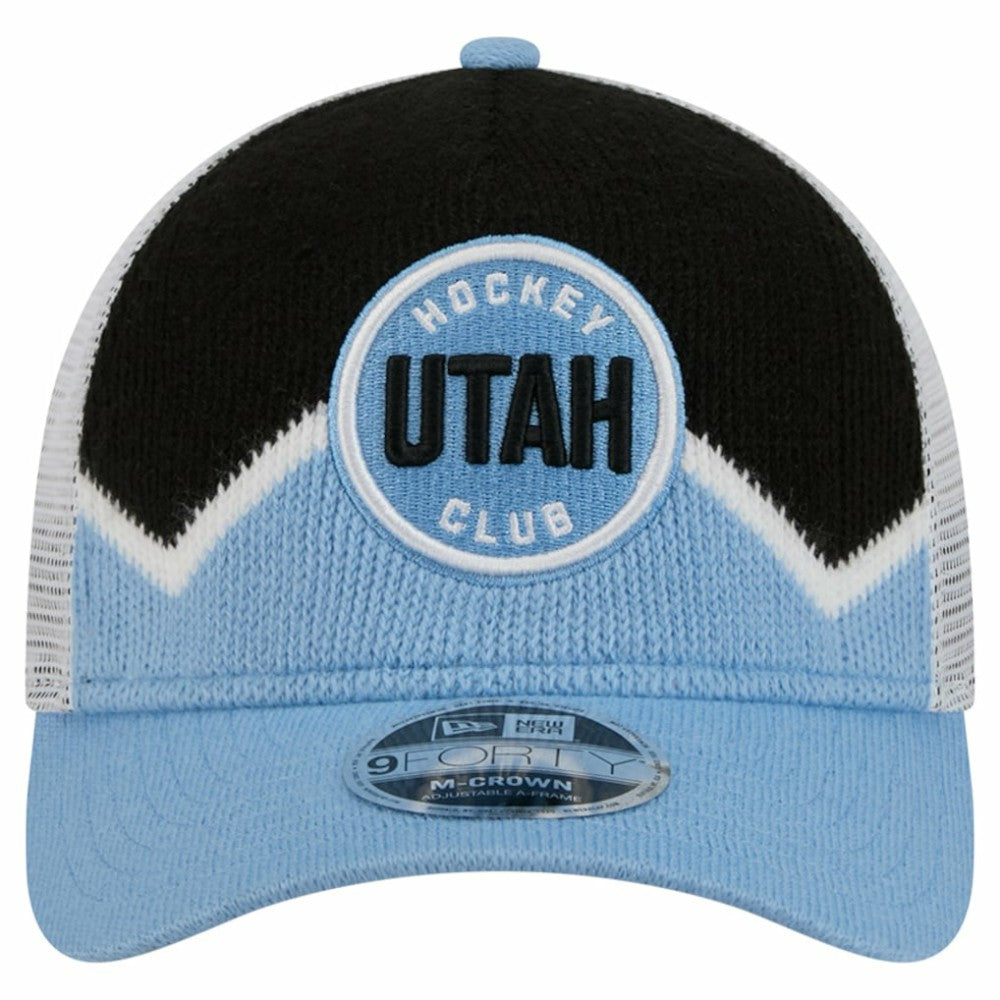 Utah Mammoth New Era Hockey Sock 9FORTY A-Frame M-Crown Adjustable Trucker Hat - Light Blue/Black - NHL 202715533