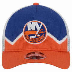 New York Islanders New Era Hockey Sock 9FORTY A-Frame M-Crown Adjustable Trucker Hat - Orange/Royal - NHL 202715535