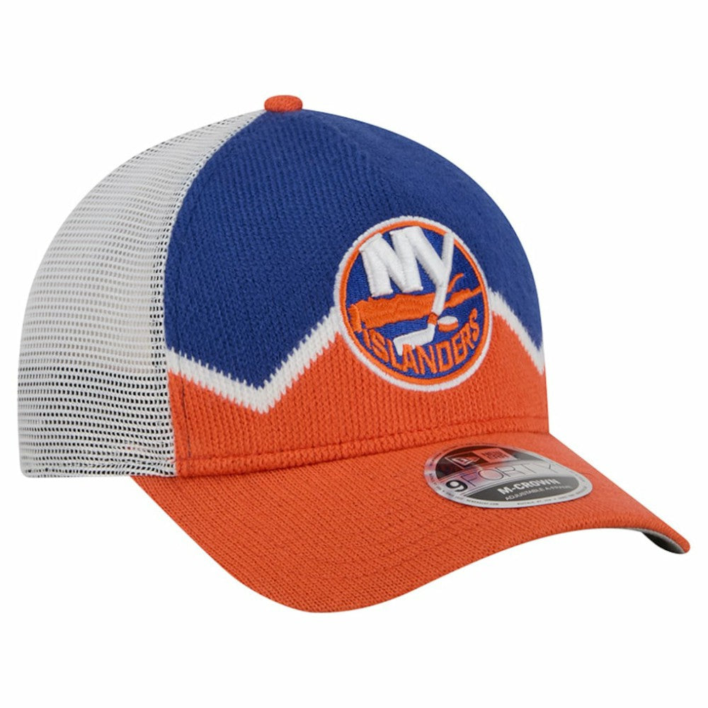 New York Islanders New Era Hockey Sock 9FORTY A-Frame M-Crown Adjustable Trucker Hat - Orange/Royal - NHL 202715535