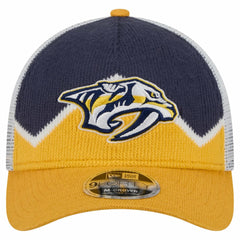 Nashville Predators New Era Hockey Sock 9FORTY A-Frame M-Crown Adjustable Trucker Hat - Gold/Navy - NHL 202715536