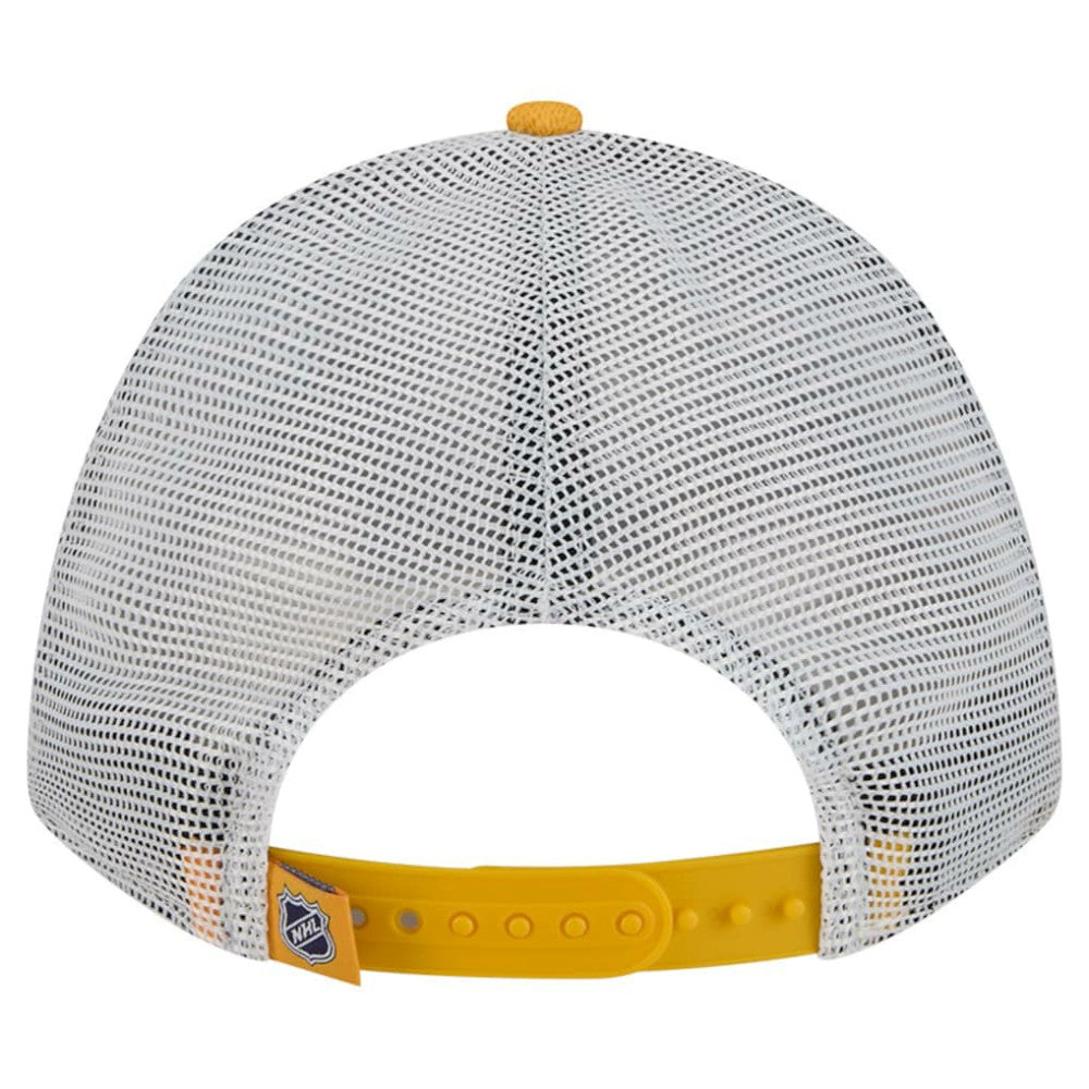 Nashville Predators New Era Hockey Sock 9FORTY A-Frame M-Crown Adjustable Trucker Hat - Gold/Navy - NHL 202715536