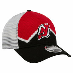 New Jersey Devils New Era Hockey Sock 9FORTY A-Frame M-Crown Adjustable Trucker Hat - Black/Red - NHL 202715537