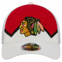 Chicago Blackhawks New Era Hockey Sock 9FORTY A-Frame M-Crown Adjustable Trucker Hat - White/Red - NHL 202715538