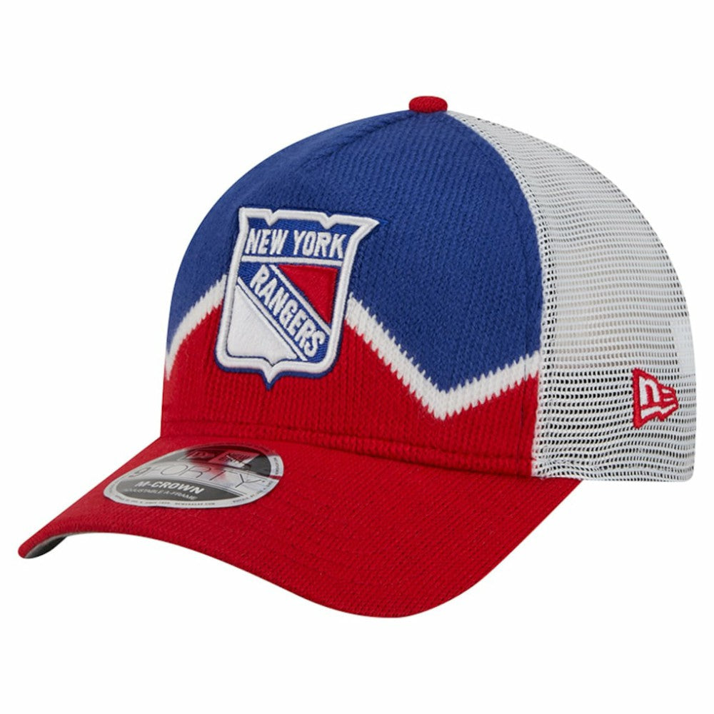 New York Rangers New Era Hockey Sock 9FORTY A-Frame M-Crown Adjustable Trucker Hat - Red/Blue - NHL 202715540
