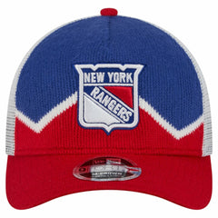 New York Rangers New Era Hockey Sock 9FORTY A-Frame M-Crown Adjustable Trucker Hat - Red/Blue - NHL 202715540