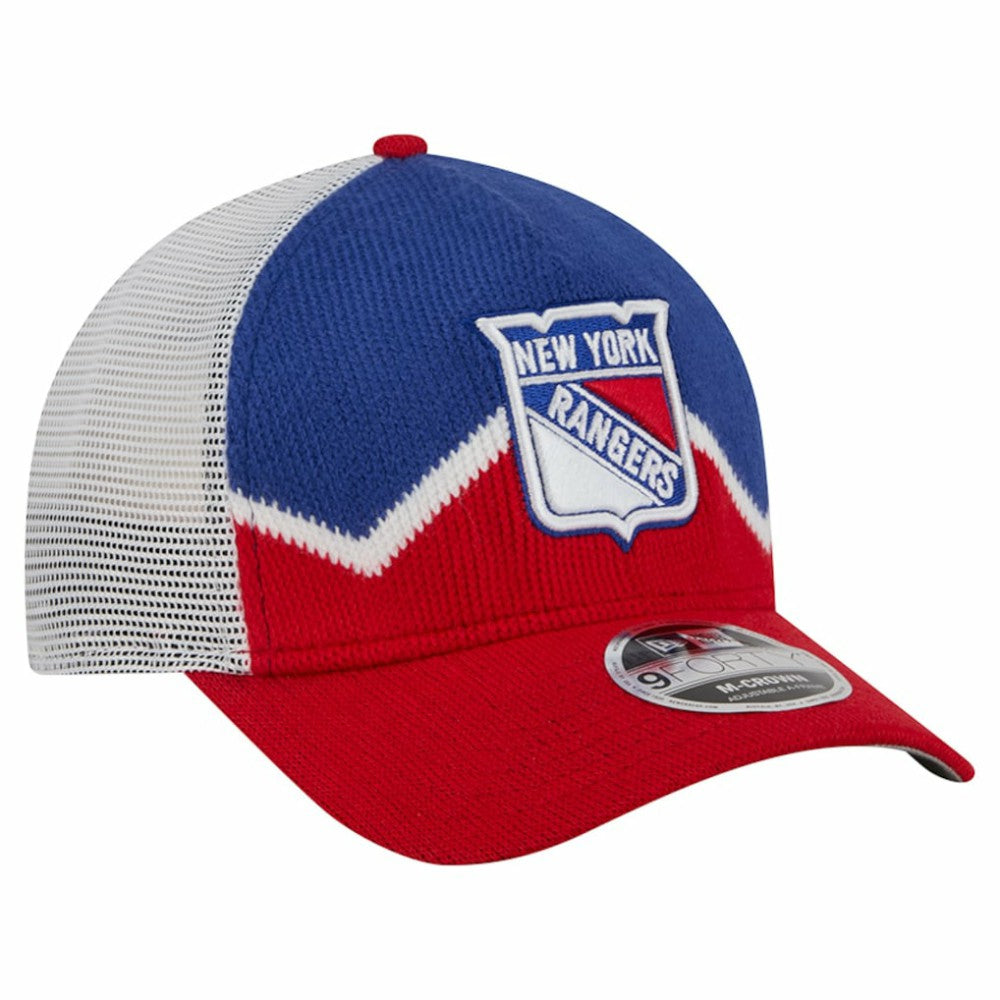 New York Rangers New Era Hockey Sock 9FORTY A-Frame M-Crown Adjustable Trucker Hat - Red/Blue - NHL 202715540
