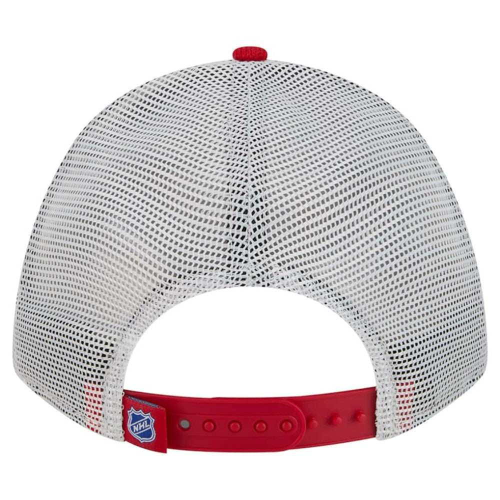 New York Rangers New Era Hockey Sock 9FORTY A-Frame M-Crown Adjustable Trucker Hat - Red/Blue - NHL 202715540