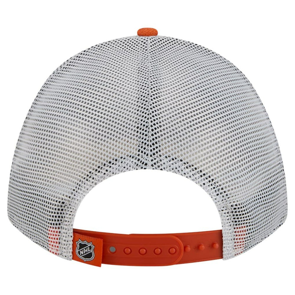 Philadelphia Flyers New Era Hockey Sock 9FORTY A-Frame M-Crown Adjustable Trucker Hat - Orange/Black - NHL 202715541