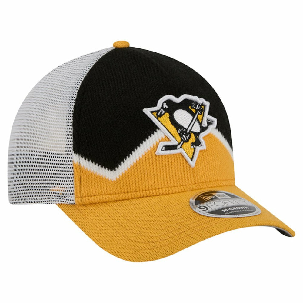 Pittsburgh Penguins New Era Hockey Sock 9FORTY A-Frame M-Crown Adjustable Trucker Hat - Gold/Black - NHL 202715542