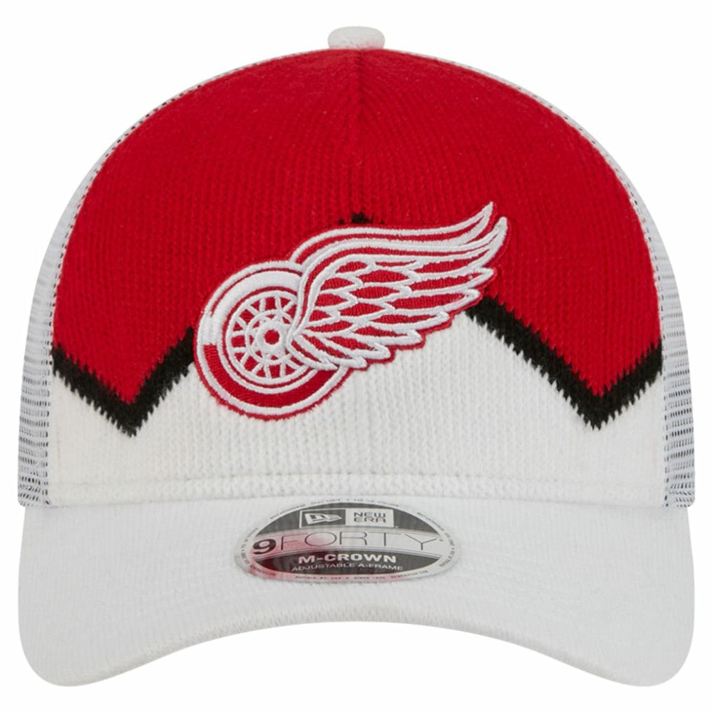 Detroit Red Wings New Era Hockey Sock 9FORTY A-Frame M-Crown Adjustable Trucker Hat - White/Red - NHL 202715543