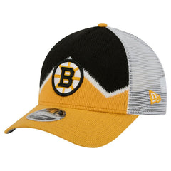Boston Bruins New Era Hockey Sock 9FORTY A-Frame M-Crown Adjustable Trucker Hat - Gold/Black - NHL 202715546