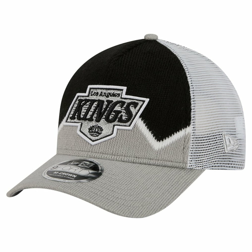 Los Angeles Kings New Era Hockey Sock 9FORTY A-Frame M-Crown Adjustable Trucker Hat - Silver/Black - NHL 202715550