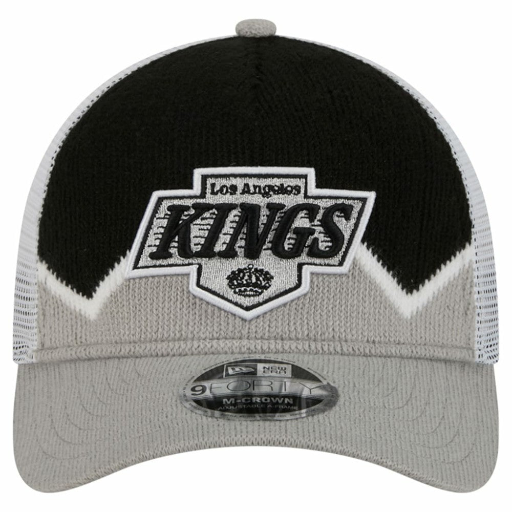 Los Angeles Kings New Era Hockey Sock 9FORTY A-Frame M-Crown Adjustable Trucker Hat - Silver/Black - NHL 202715550