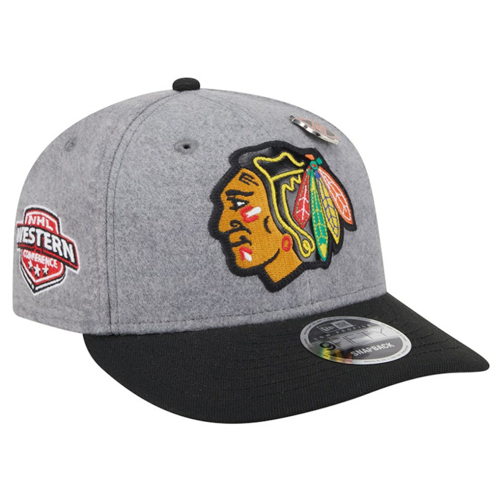 Chicago Blackhawks New Era Wool Pin Low Profile 9FIFTY Snapback Hat - Gray/Black - NHL 202715572