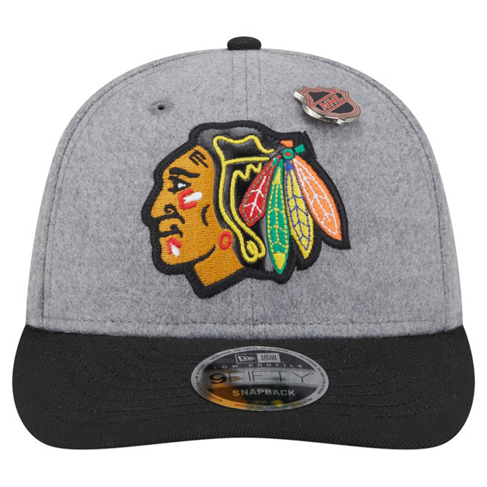 Chicago Blackhawks New Era Wool Pin Low Profile 9FIFTY Snapback Hat - Gray/Black - NHL 202715572