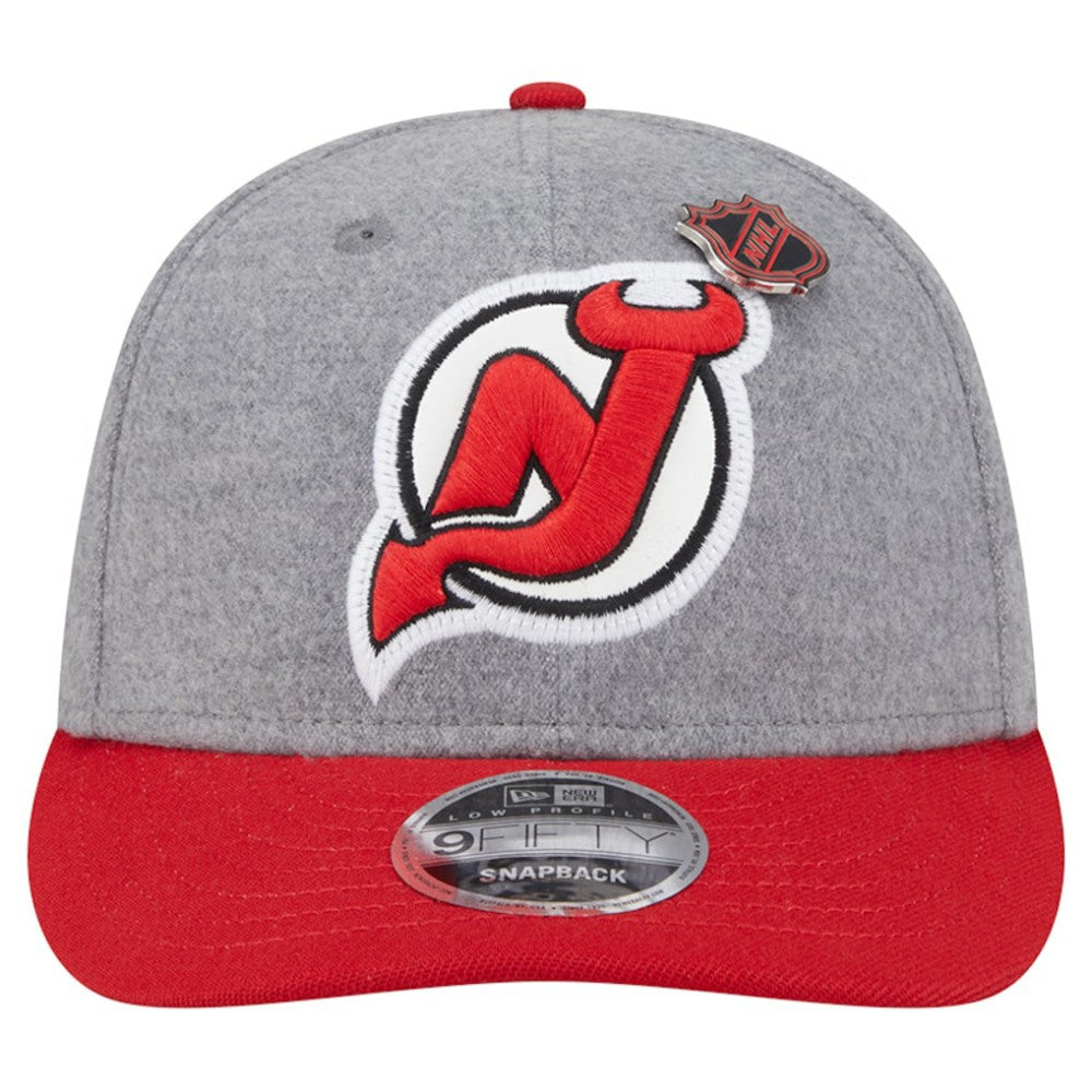 New Jersey Devils New Era Wool Pin Low Profile 9FIFTY Snapback Hat - Gray/Red - NHL 202715576