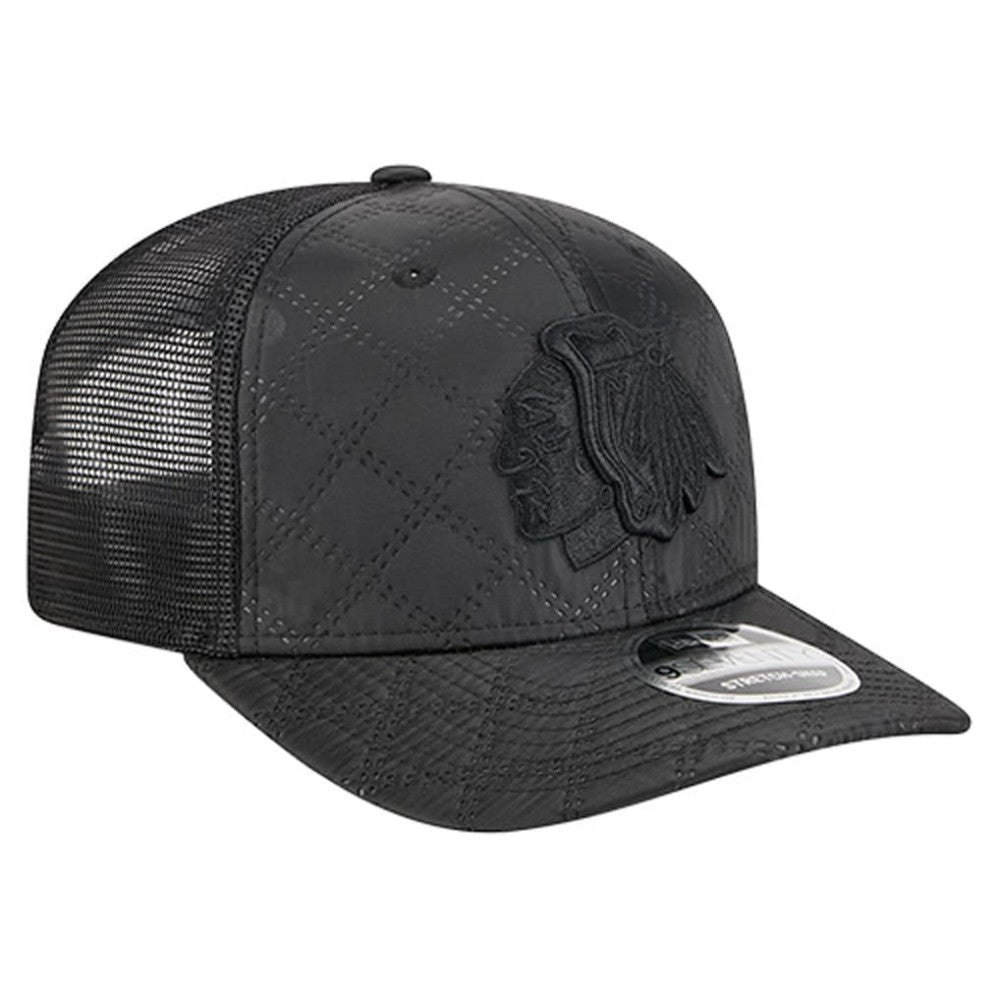 Chicago Blackhawks New Era Quilted Nylon 9SEVENTY Adjustable Trucker Hat - Black - NHL 202715672