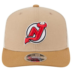 New Jersey Devils New Era Two-Tone Trucker 9SEVENTY Stretch Snap Adjustable Hat - Tan/Light Brown - NHL 202715682