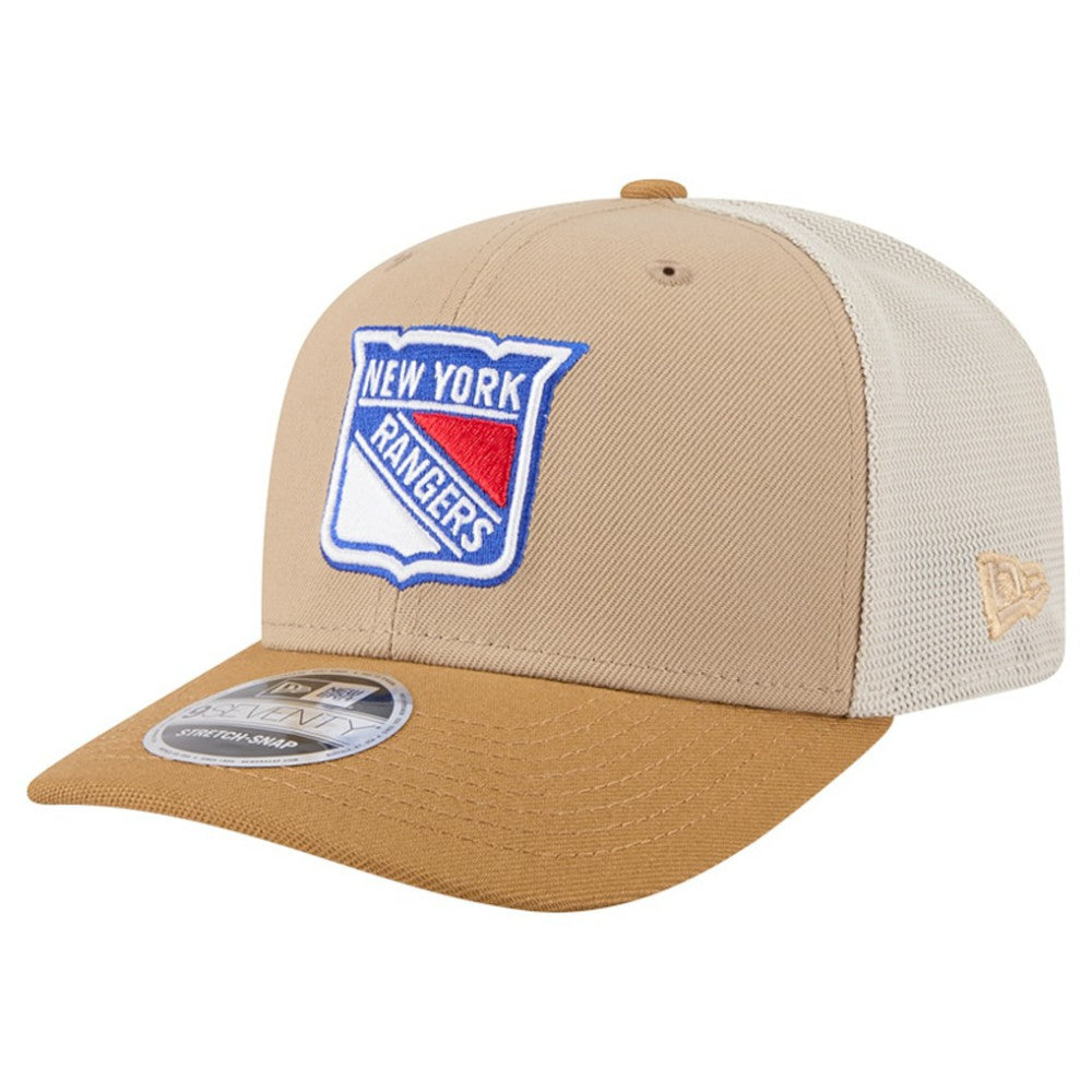 New York Rangers New Era Two-Tone Trucker 9SEVENTY Stretch Snap Adjustable Hat - Tan/Light Brown - NHL 202715683