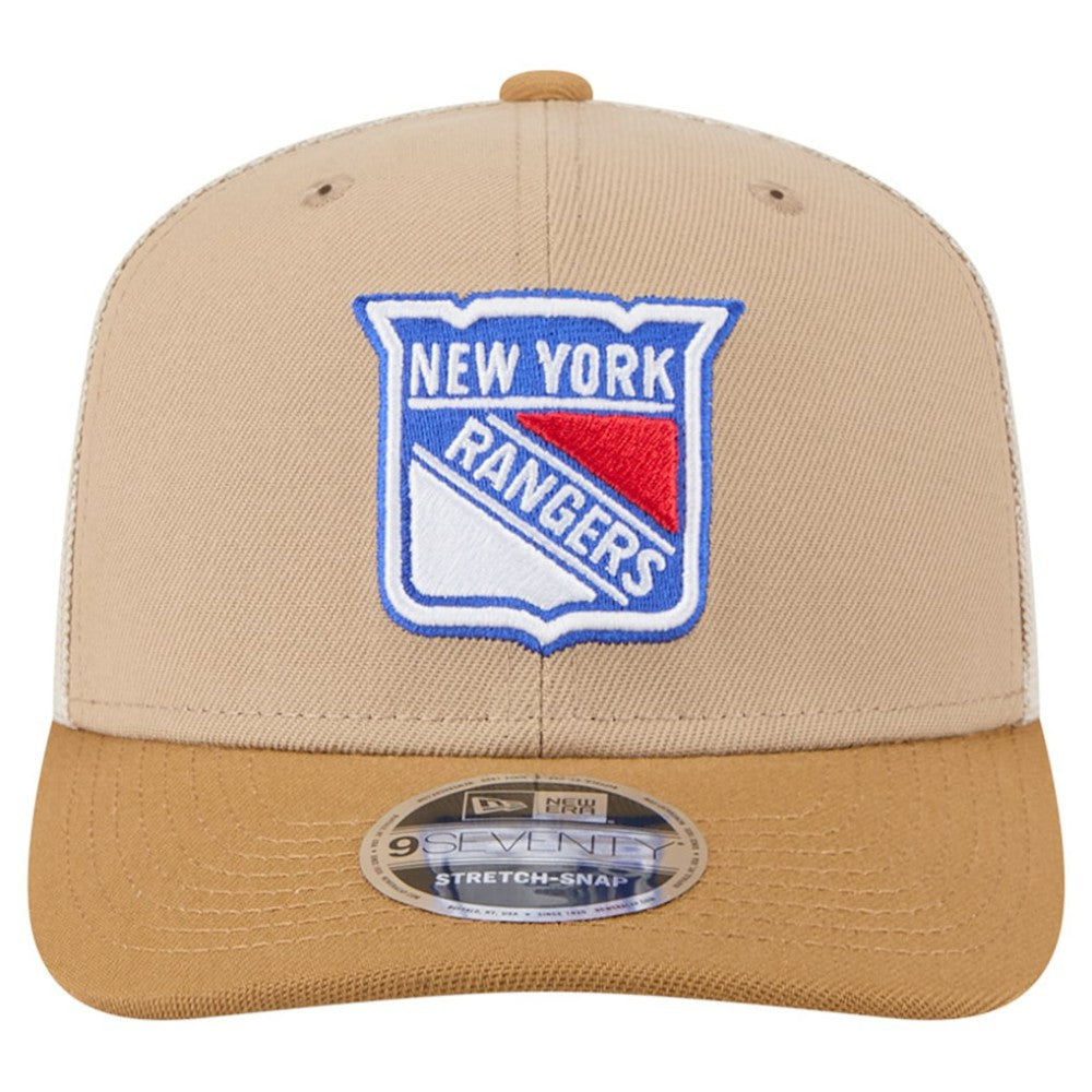 New York Rangers New Era Two-Tone Trucker 9SEVENTY Stretch Snap Adjustable Hat - Tan/Light Brown - NHL 202715683