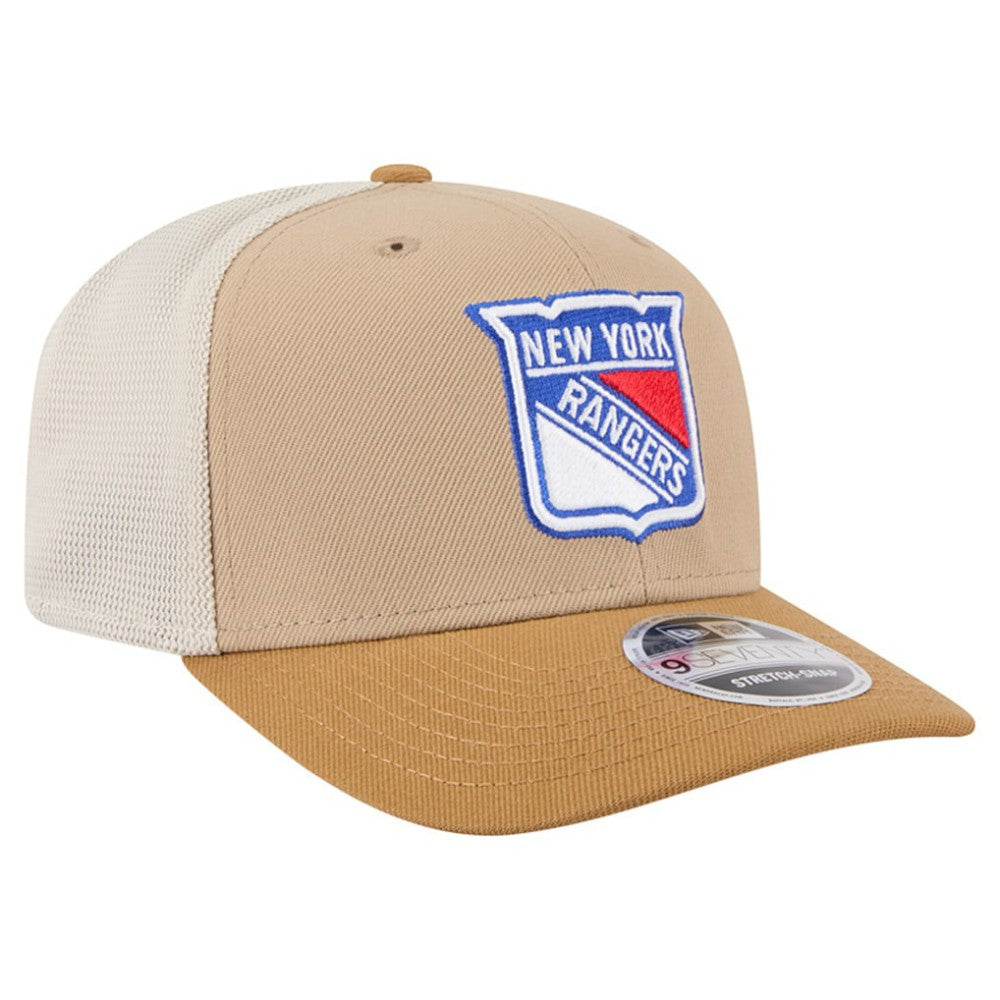 New York Rangers New Era Two-Tone Trucker 9SEVENTY Stretch Snap Adjustable Hat - Tan/Light Brown - NHL 202715683