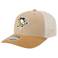 Pittsburgh Penguins New Era Two-Tone Trucker 9SEVENTY Stretch Snap Adjustable Hat - Tan/Light Brown - NHL 202715686