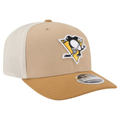 Pittsburgh Penguins New Era Two-Tone Trucker 9SEVENTY Stretch Snap Adjustable Hat - Tan/Light Brown - NHL 202715686
