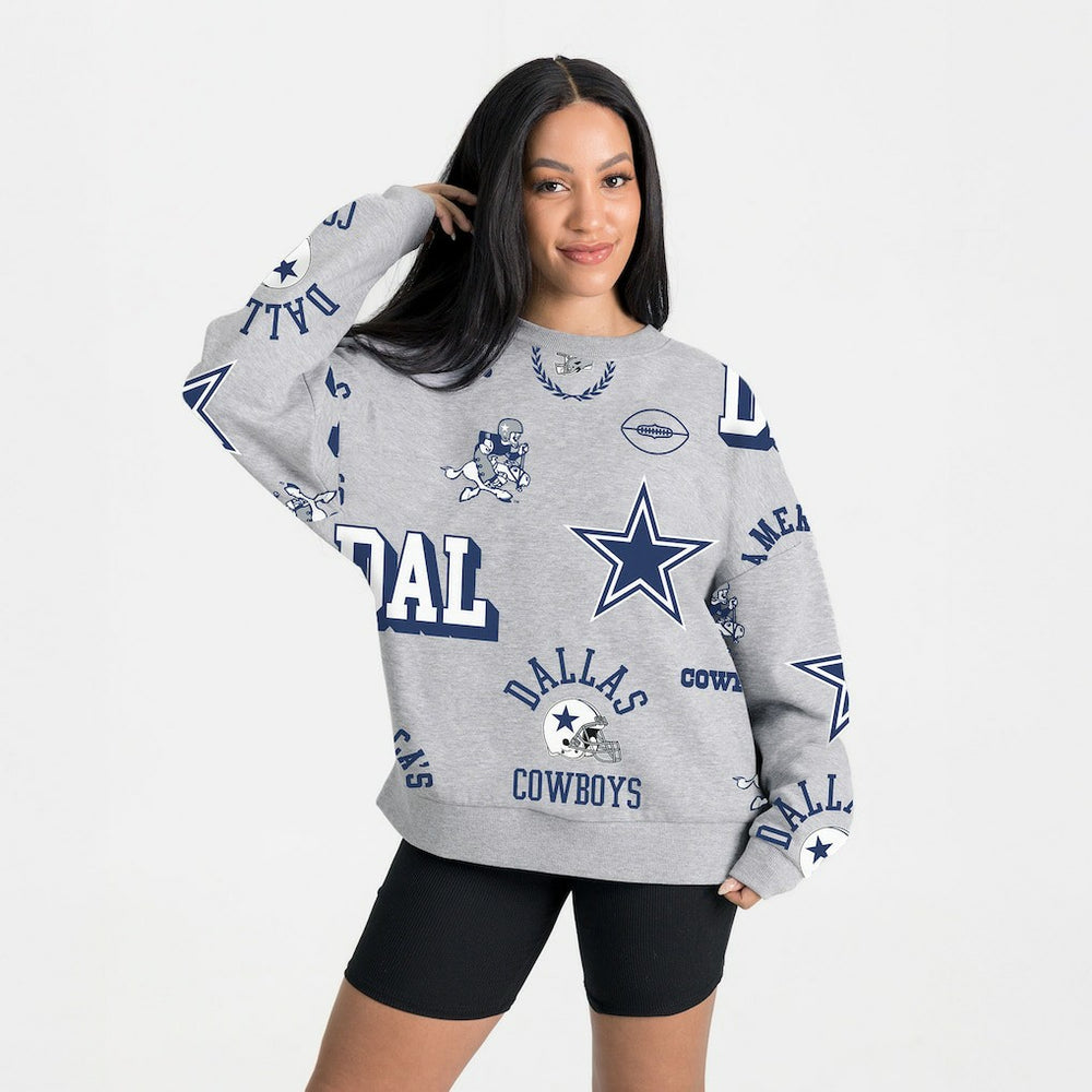 Dallas Cowboys Gameday Couture Women's Always On Repeat Fleece Sweatshirt Heather Gray