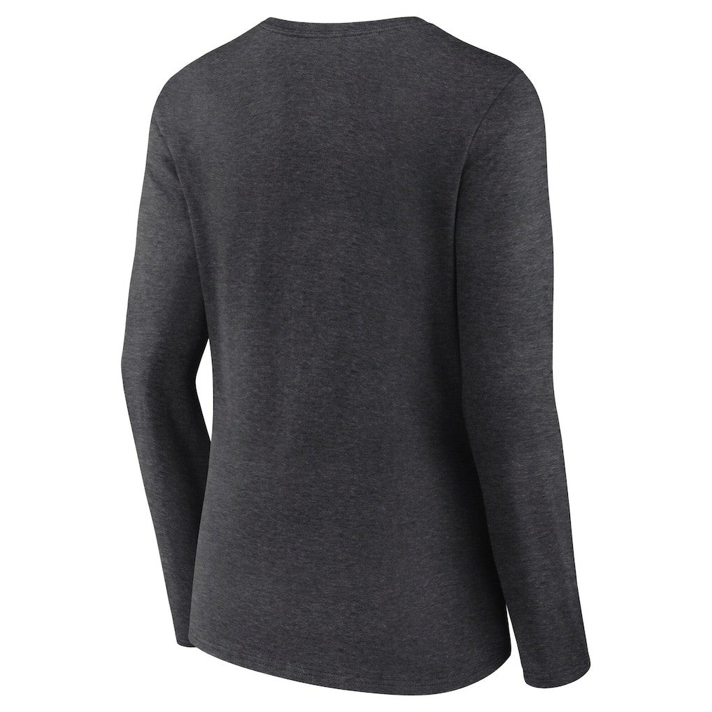 Fanatics Philadelphia Eagles Women's Super Bowl LIX Quick Pass Long Sleeve V-Neck T-Shirt Heather Charcoal