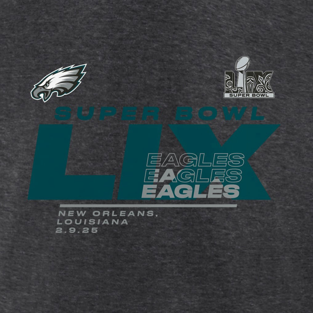 Fanatics Philadelphia Eagles Women's Super Bowl LIX Quick Pass Long Sleeve V-Neck T-Shirt Heather Charcoal