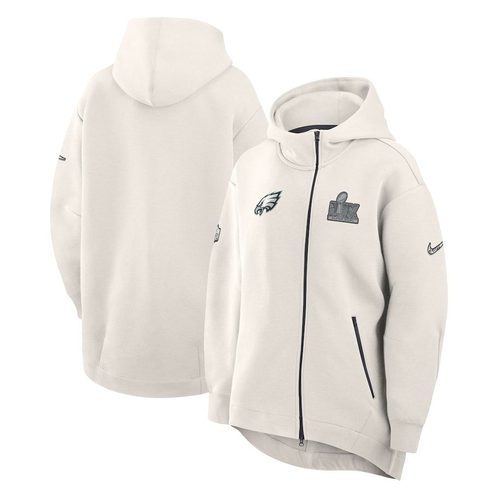 Nike Philadelphia Eagles Women's Super Bowl LIX Opening Night Tech Fleece Full-Zip Hoodie Cream