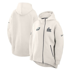 Nike Philadelphia Eagles Women's Super Bowl LIX Opening Night Tech Fleece Full-Zip Hoodie Cream