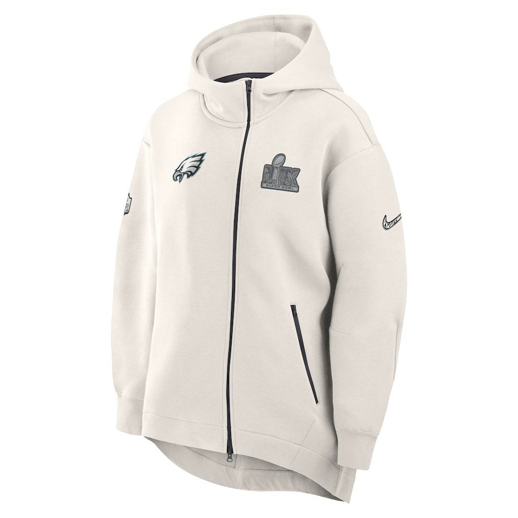 Nike Philadelphia Eagles Women's Super Bowl LIX Opening Night Tech Fleece Full-Zip Hoodie Cream