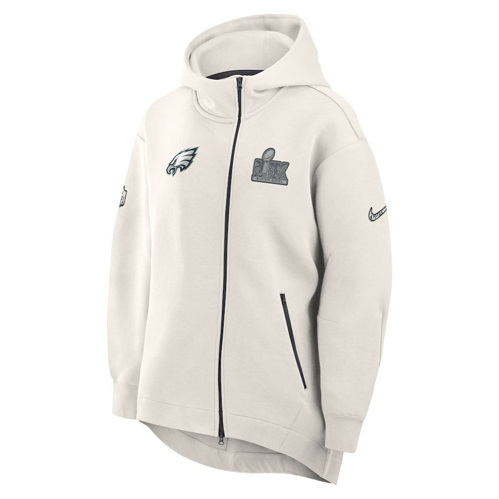 Nike Philadelphia Eagles Women's Super Bowl LIX Opening Night Tech Fleece Full-Zip Hoodie Cream