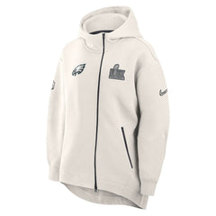 Nike Philadelphia Eagles Women's Super Bowl LIX Opening Night Tech Fleece Full-Zip Hoodie Cream
