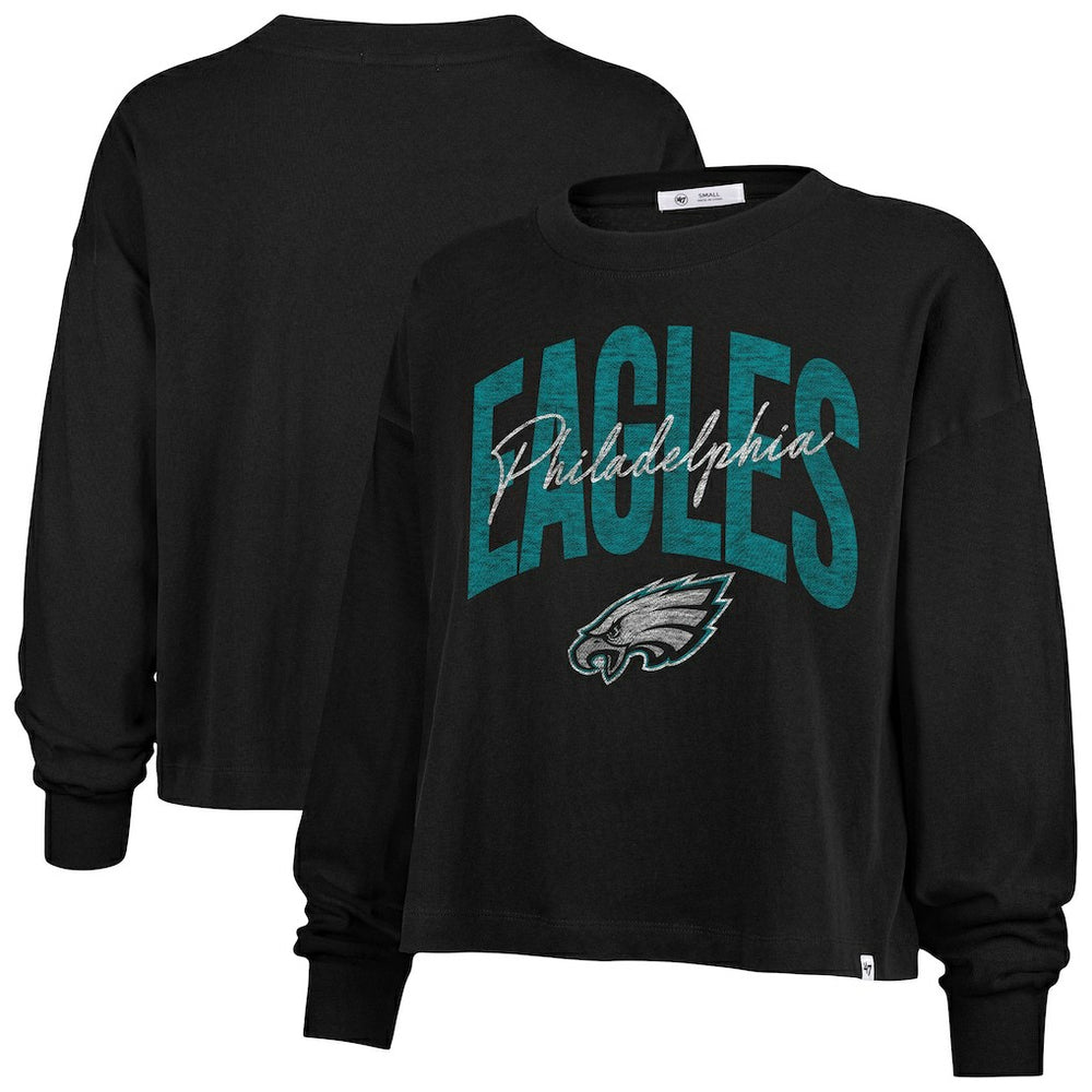 47 brand Philadelphia Eagles '47 Women's Plus Size Muse Sydney Long Sleeve T-Shirt Black