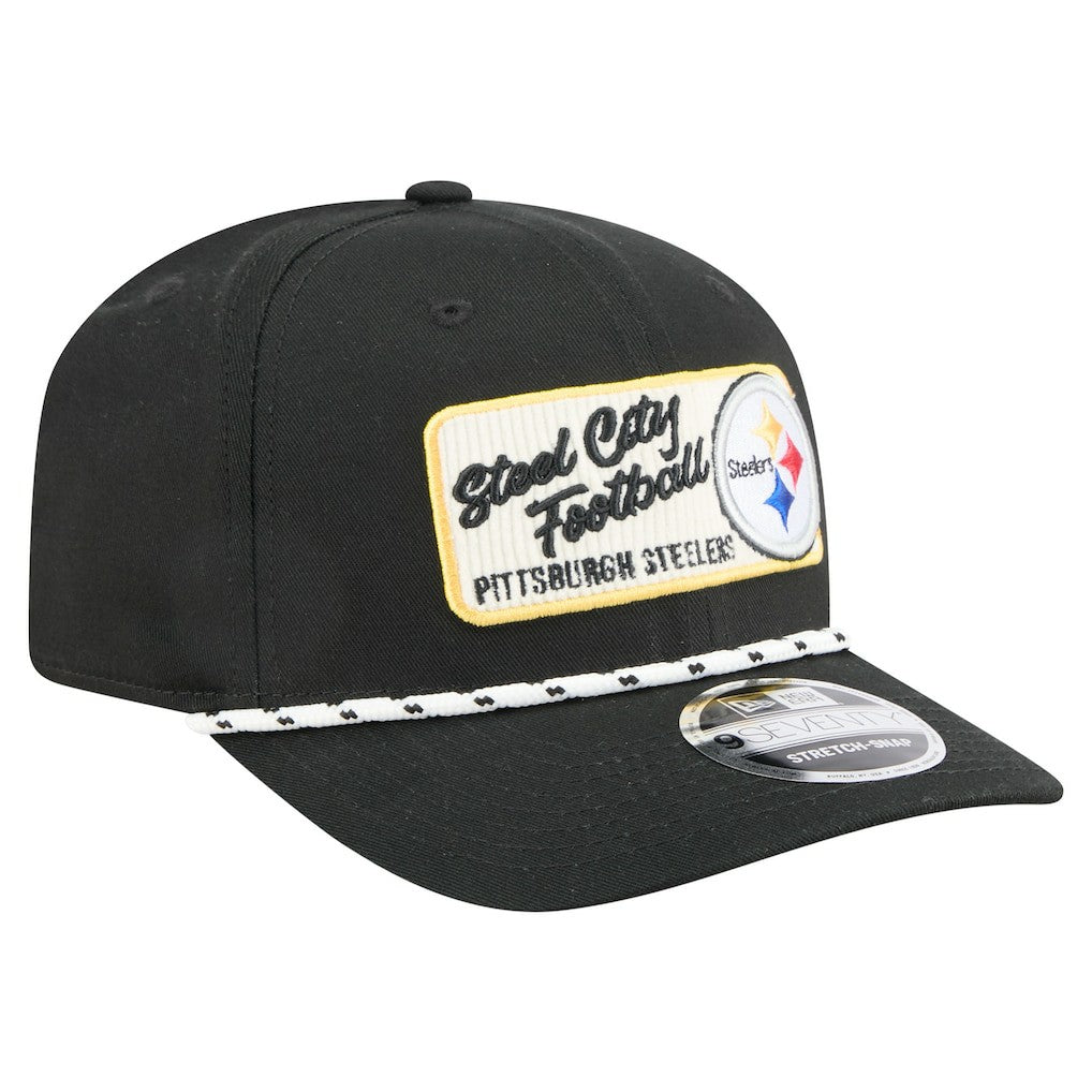 Pittsburgh Steelers New Era Chant 9SEVENTY Stretch-Snap Hat Black