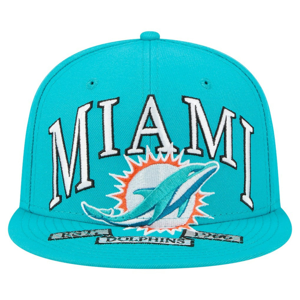 Miami Dolphins New Era Oversized 59FIFTY Fitted Hat Aqua