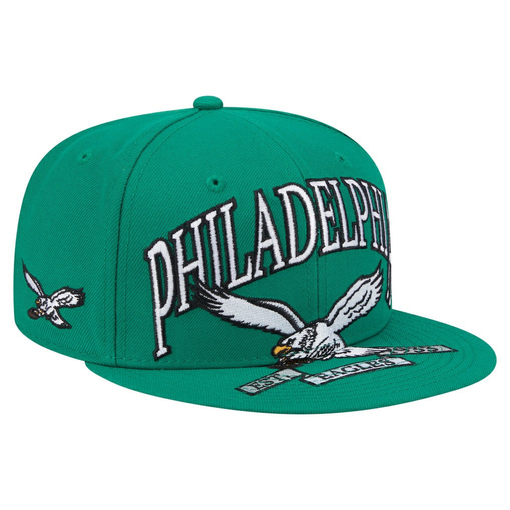 Philadelphia Eagles New Era Throwback Oversized 59FIFTY Fitted Hat Kelly Green