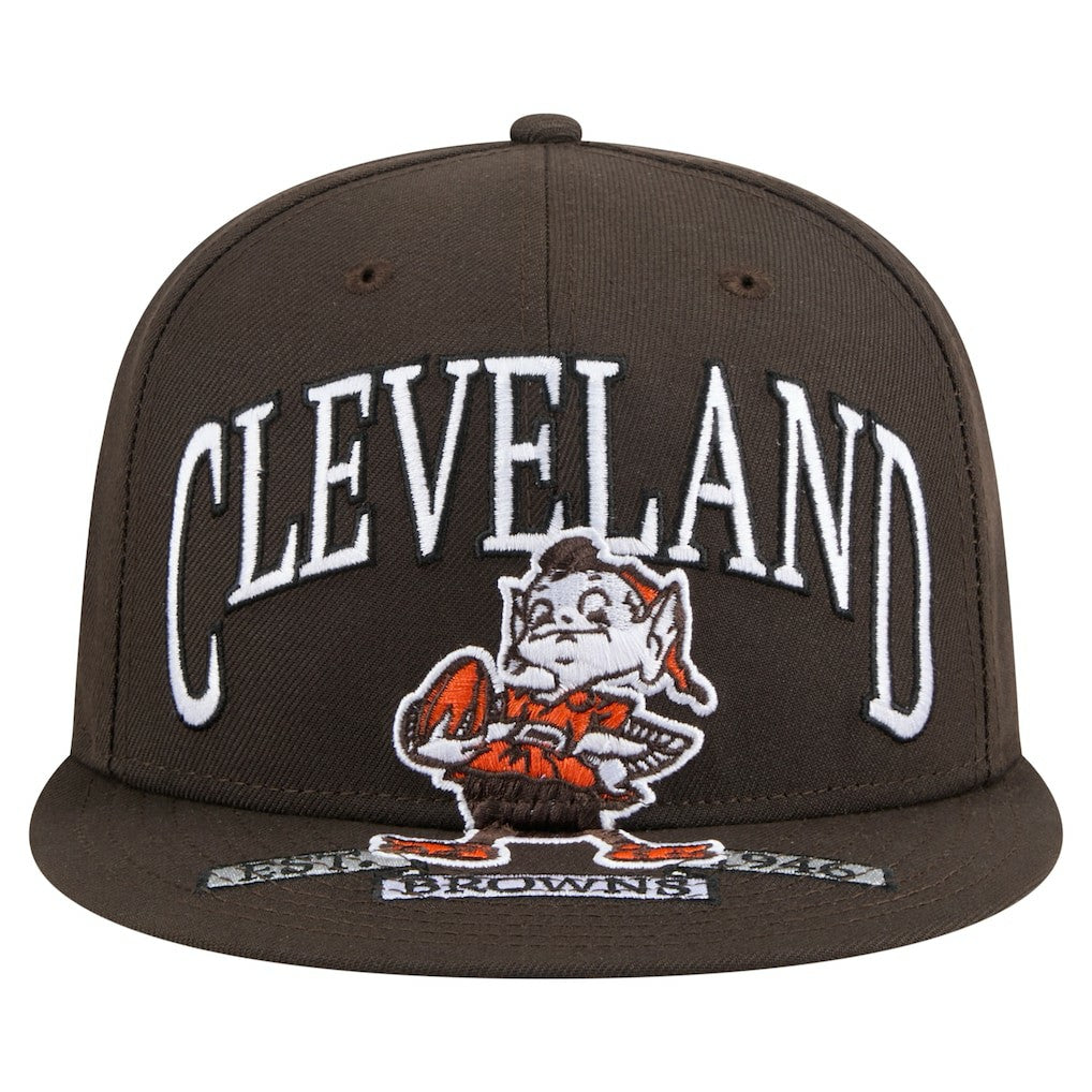 Cleveland Browns New Era Throwback Oversized 59FIFTY Fitted Hat Brown