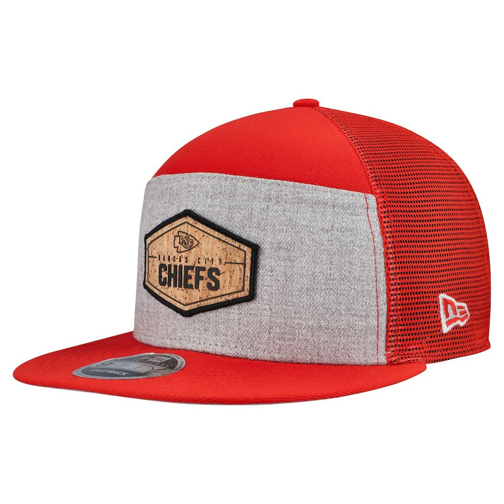 Kansas City Chiefs New Era Cork Split Panel 9FIFTY Trucker Snapback Hat Gray/Red