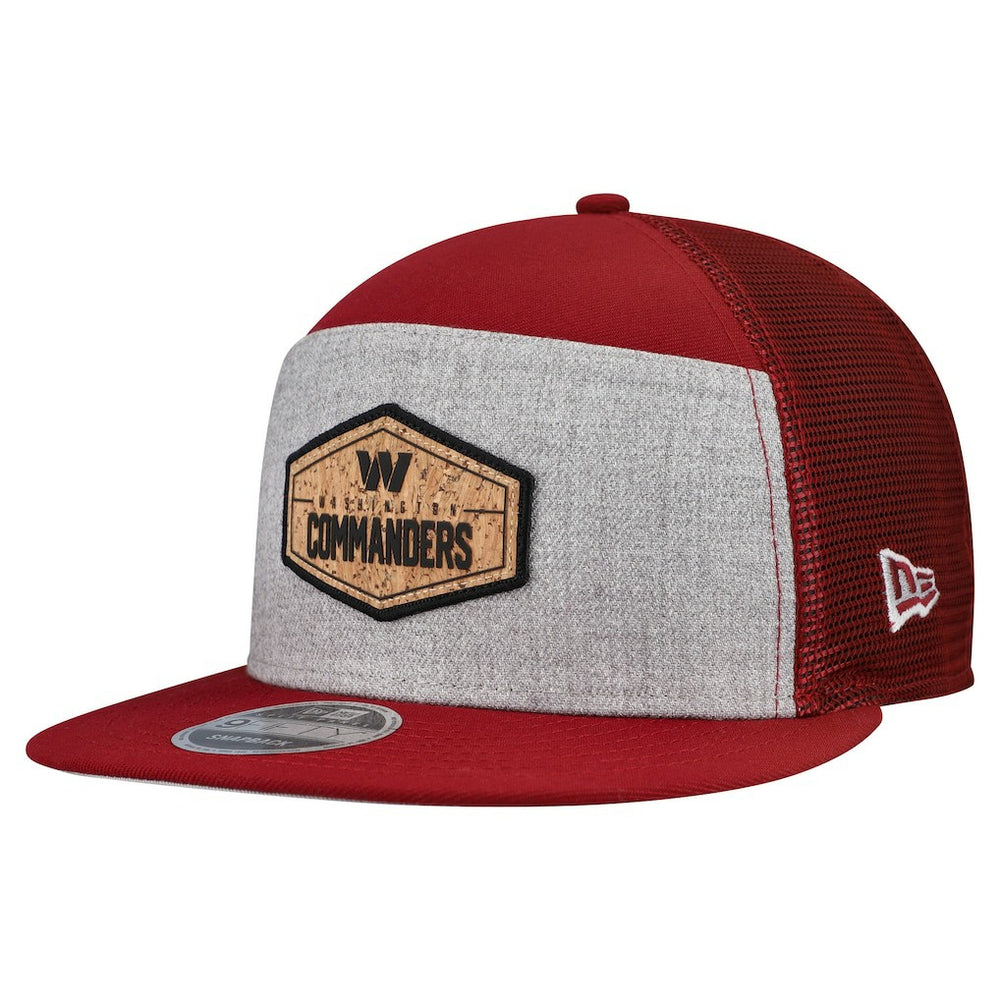 Washington Commanders New Era Cork Split Panel 9FIFTY Trucker Snapback Hat Gray/Burgundy