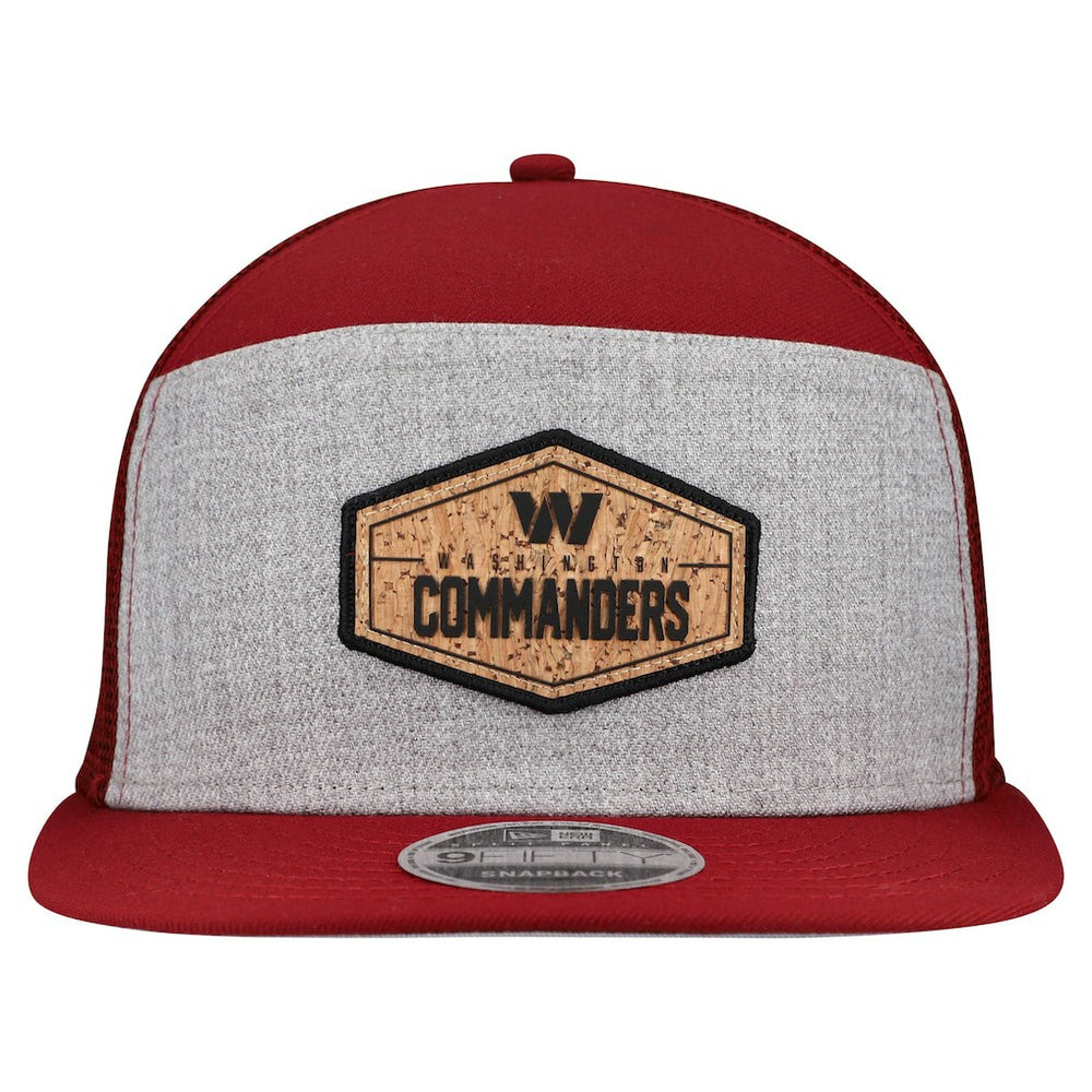 Washington Commanders New Era Cork Split Panel 9FIFTY Trucker Snapback Hat Gray/Burgundy
