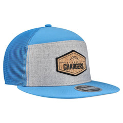 Los Angeles Chargers New Era Cork Split Panel 9FIFTY Trucker Snapback Hat Gray/Powder Blue
