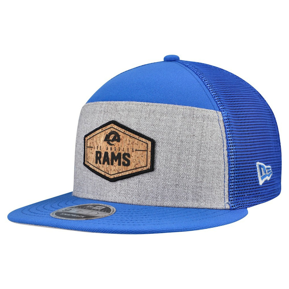 Los Angeles Rams New Era Cork Split Panel 9FIFTY Trucker Snapback Hat Gray/Royal