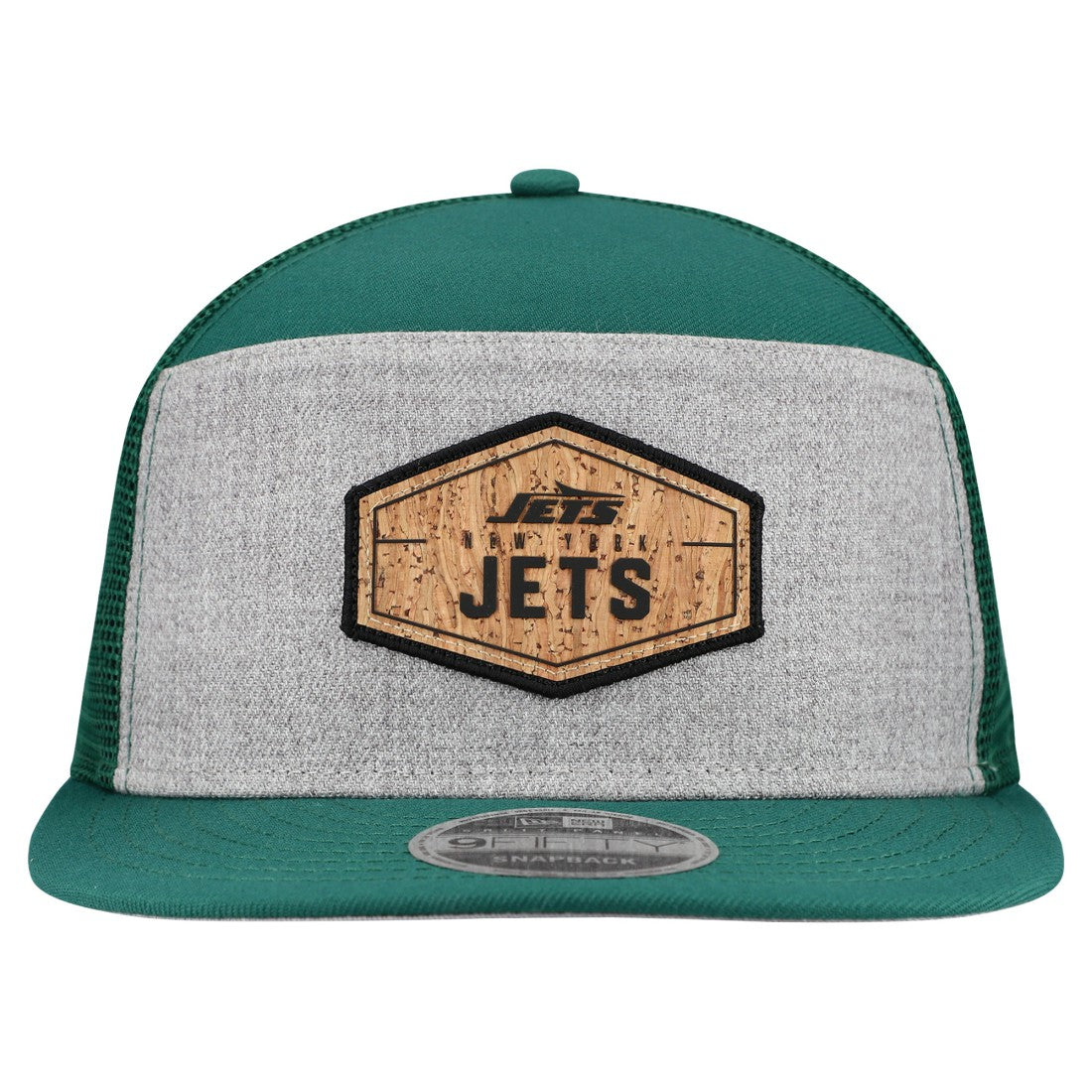 New York Jets New Era Cork Split Panel 9FIFTY Trucker Snapback Hat Gray/Green