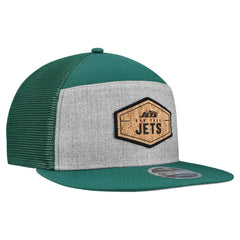 New York Jets New Era Cork Split Panel 9FIFTY Trucker Snapback Hat Gray/Green