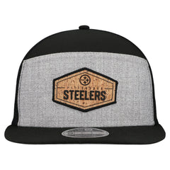 Pittsburgh Steelers New Era Cork Split Panel 9FIFTY Trucker Snapback Hat Gray/Black